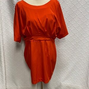 Ark & Co size large Vibrant Orange open back cold shoulder‎ sexy comfy flowy